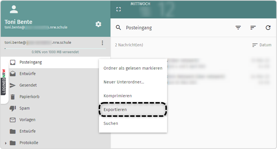 E-Mail: Export Von E-Mails | Netzwerk-Moodle